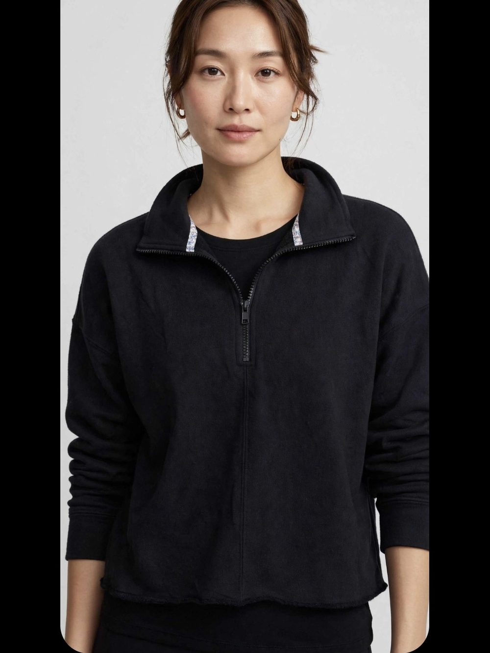 aerie Black Half-Zip Sweatshirt